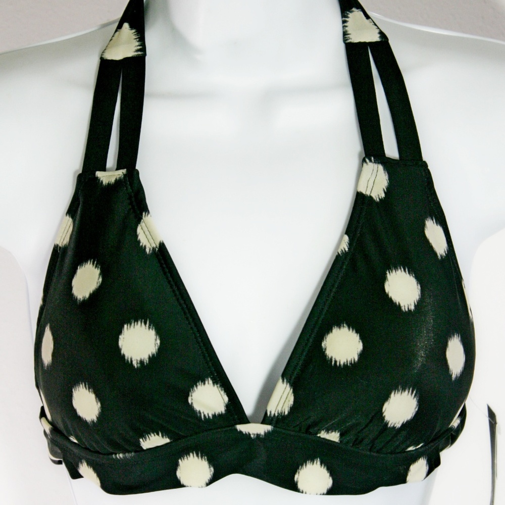 Black & White Retro Style Polka Dot Bikini Top M - Picture 2 of 5
